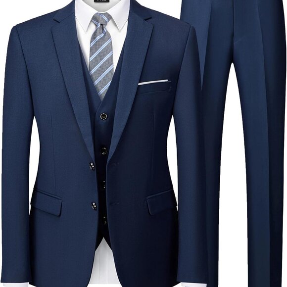 Luxurious Men's 3-Piece Suit Set - Slim Fit Blazer Pants & Tie Available